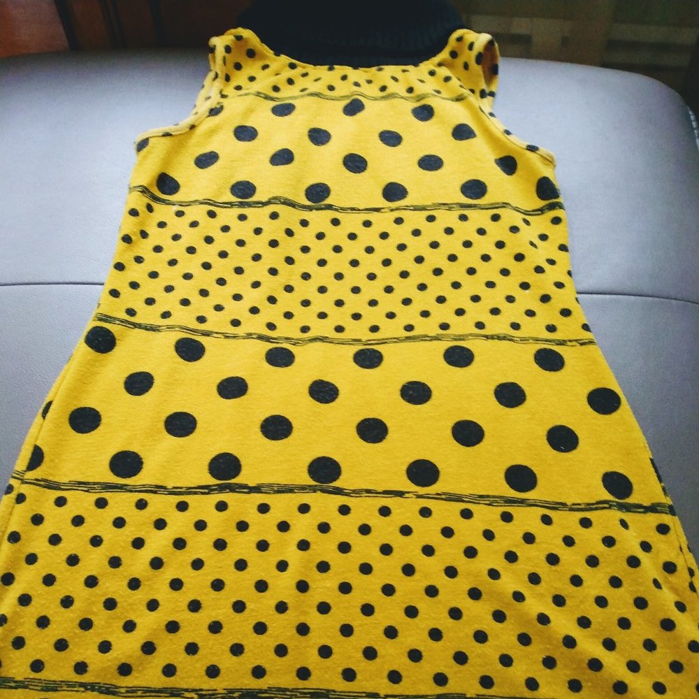 Sweater turtleneck dress, black and yellow, sleeveless